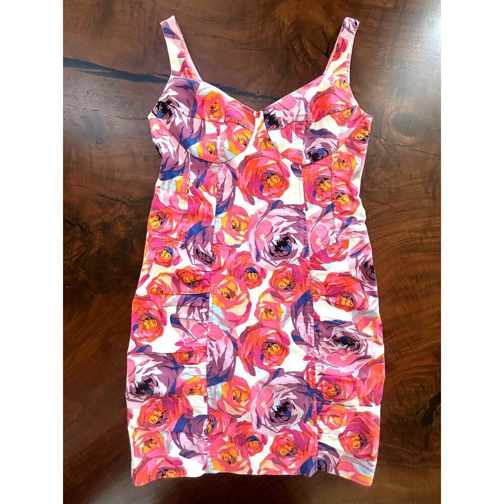 Nanette Lepore "Candy Girl" Rose Print Bustier Dress